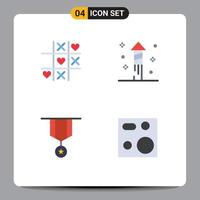 paquete de línea de vector editable de 4 iconos planos simples de insignia de juego estrella de vacaciones de san valentín elementos de diseño de vector editable