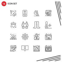 User Interface Pack of 16 Basic Outlines of multimedia arrow women sales chart Editable Vector Design Elements