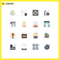 Modern Set of 16 Flat Colors Pictograph of builder planning logistic iteration hobbies Editable Pack of Creative Vector Design Elements