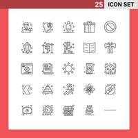 Modern Set of 25 Lines and symbols such as present gift disease dinner direction Editable Vector Design Elements