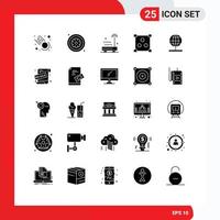 Set of 25 Modern UI Icons Symbols Signs for stand globe devices online abstract Editable Vector Design Elements