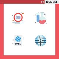 Mobile Interface Flat Icon Set of 4 Pictograms of battery diving instructor notification education pool Editable Vector Design Elements