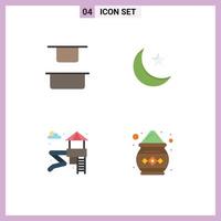 Stock Vector Icon Pack of 4 Line Signs and Symbols for distribute garden moon night india Editable Vector Design Elements