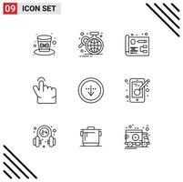 9 Universal Outlines Set for Web and Mobile Applications download direction statistic touch finger Editable Vector Design Elements