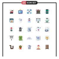 Universal Icon Symbols Group of 25 Modern Flat Colors of phone app arrows home apartment Editable Vector Design Elements