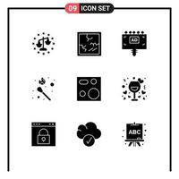 9 Universal Solid Glyphs Set for Web and Mobile Applications electronics cooking advertising stick fire flame Editable Vector Design Elements