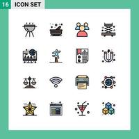 Flat Color Filled Line Pack of 16 Universal Symbols of jumping business students online tools Editable Creative Vector Design Elements