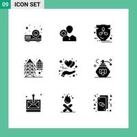 9 User Interface Solid Glyph Pack of modern Signs and Symbols of supply power profile electricity protection Editable Vector Design Elements