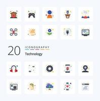 20 Technology Flat Color icon Pack like webcam camera options smart house home networking vector