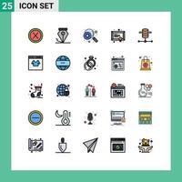 Group of 25 Filled line Flat Colors Signs and Symbols for server computing engine study education Editable Vector Design Elements