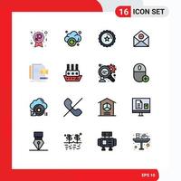 Universal Icon Symbols Group of 16 Modern Flat Color Filled Lines of brand mail badge delete communication Editable Creative Vector Design Elements