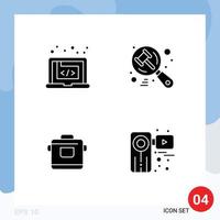 4 Solid Glyph concept for Websites Mobile and Apps application cooker marketing auction rice Editable Vector Design Elements