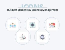 Business Elements And Business Managment Flat Icon Pack 5 Icon Design. management. business. productivity. leader. employee vector