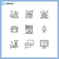 Set of 9 Vector Outlines on Grid for page system kids plumbing mechanical Editable Vector Design Elements