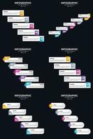 Vector 6 Infographics Pack Presentation slide template 5 Steps cycle diagrams and timelines