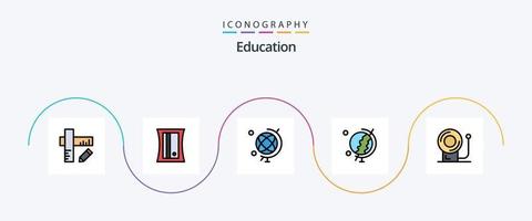 la línea de educación llenó el paquete de iconos planos 5 que incluye educación. educación. globo. tierra vector