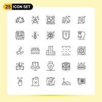 Universal Icon Symbols Group of 25 Modern Lines of elevator indication elevator analysis mountain camping Editable Vector Design Elements