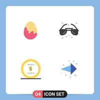 4 Universal Flat Icons Set for Web and Mobile Applications decoration coin egg sea office Editable Vector Design Elements