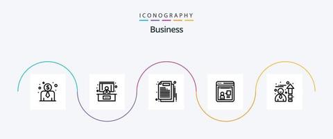 paquete de iconos de línea de negocio 5 que incluye . velocímetro. trabajar. actuación. laboral vector