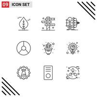 Outline Pack of 9 Universal Symbols of pie finance monetization chart value Editable Vector Design Elements