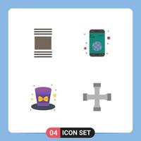 4 Thematic Vector Flat Icons and Editable Symbols of cover hat app mobile construction and tools Editable Vector Design Elements