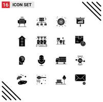 Modern Set of 16 Solid Glyphs and symbols such as house graph spider information presentation Editable Vector Design Elements