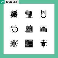 Pack of 9 creative Solid Glyphs of calendar repeat outsource forward crypto currency Editable Vector Design Elements