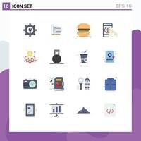 Universal Icon Symbols Group of 16 Modern Flat Colors of business help cooking contact click Editable Pack of Creative Vector Design Elements