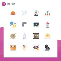 Modern Set of 16 Flat Colors Pictograph of algorithm wifi cell user on Editable Pack of Creative Vector Design Elements
