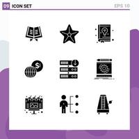 Universal Icon Symbols Group of 9 Modern Solid Glyphs of server downgrade downgrade education modern global Editable Vector Design Elements