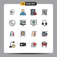 Universal Icon Symbols Group of 16 Modern Flat Color Filled Lines of balance accounting human remove gadget Editable Creative Vector Design Elements