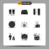 Modern Set of 9 Solid Glyphs and symbols such as belt marketing drafting goal scale Editable Vector Design Elements