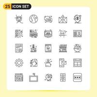 25 User Interface Line Pack of modern Signs and Symbols of financial sent service outline commerce Editable Vector Design Elements