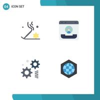 User Interface Pack of 4 Basic Flat Icons of aromatherapy cogwheel relaxation communication gear Editable Vector Design Elements