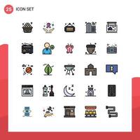 Mobile Interface Filled line Flat Color Set of 25 Pictograms of guide map sauna frame infrastructure Editable Vector Design Elements