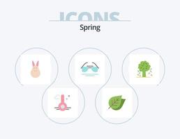 Spring Flat Icon Pack 5 Icon Design. apple. spring. bunny. view. galsses vector