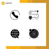 Set of 4 Commercial Solid Glyphs pack for answer atoms point arrow molecule Editable Vector Design Elements