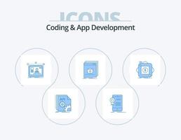 Coding And App Development Blue Icon Pack 5 Icon Design. application. software. application. design. user vector