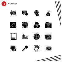 Pack of 16 Modern Solid Glyphs Signs and Symbols for Web Print Media such as frame aroma sms fragrant perfume Editable Vector Design Elements