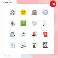 Set of 16 Modern UI Icons Symbols Signs for tabletop display print access advertisement laptop Editable Pack of Creative Vector Design Elements