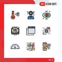 Modern Set of 9 Filledline Flat Colors Pictograph of windows office biochemistry document division Editable Vector Design Elements