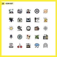 25 iconos creativos, signos y símbolos modernos de la interfaz de usuario de la luna llena, pronostican la flecha del usuario, elementos de diseño vectorial editables vector