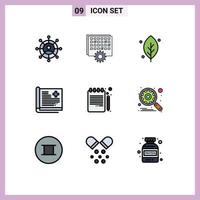 Set of 9 Modern UI Icons Symbols Signs for back to school report ecology patient healthcare Editable Vector Design Elements