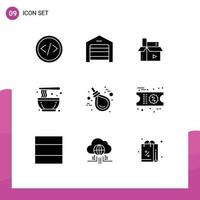 Set of 9 Modern UI Icons Symbols Signs for traditional culture warehouse chinese media Editable Vector Design Elements