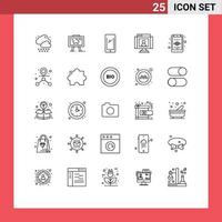 Modern Set of 25 Lines and symbols such as webcam technology phone communications iphone Editable Vector Design Elements