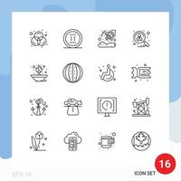 Pack of 16 Modern Outlines Signs and Symbols for Web Print Media such as fire shortlisted currency recruitment candidate Editable Vector Design Elements