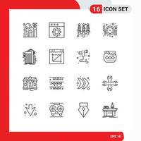 Modern Set of 16 Outlines Pictograph of connected technology candle dinner building reservation Editable Vector Design Elements