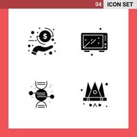 4 Universal Solid Glyphs Set for Web and Mobile Applications coin adn payment food medical Editable Vector Design Elements