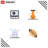 paquete de interfaz de usuario de 4 iconos planos básicos de monitor de diseño de enfermedades elementos de diseño vectorial editables en forma de laboratorio vector