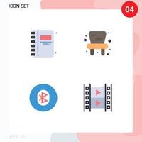 Set of 4 Modern UI Icons Symbols Signs for back to school multimedia open book toy wireless Editable Vector Design Elements